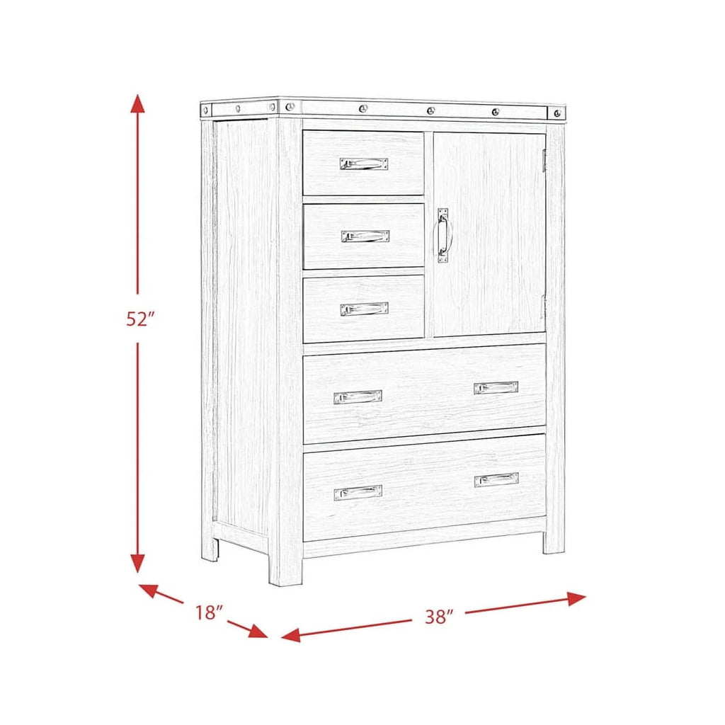 Gray Solid Wood 5-Drawer Chest V834303
