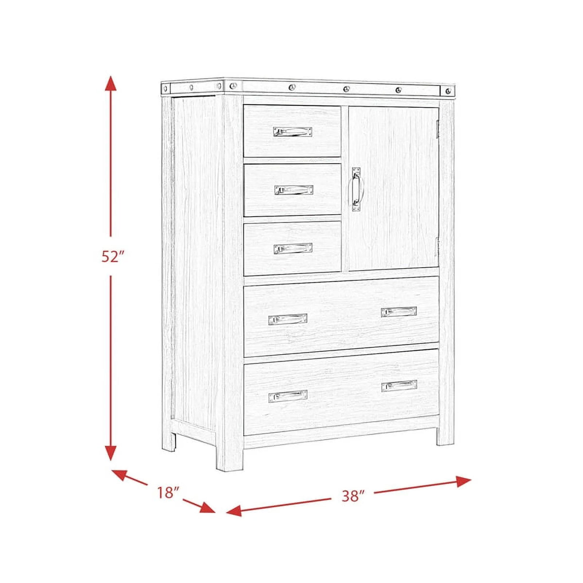 Gray Solid Wood 5-Drawer Chest V834303