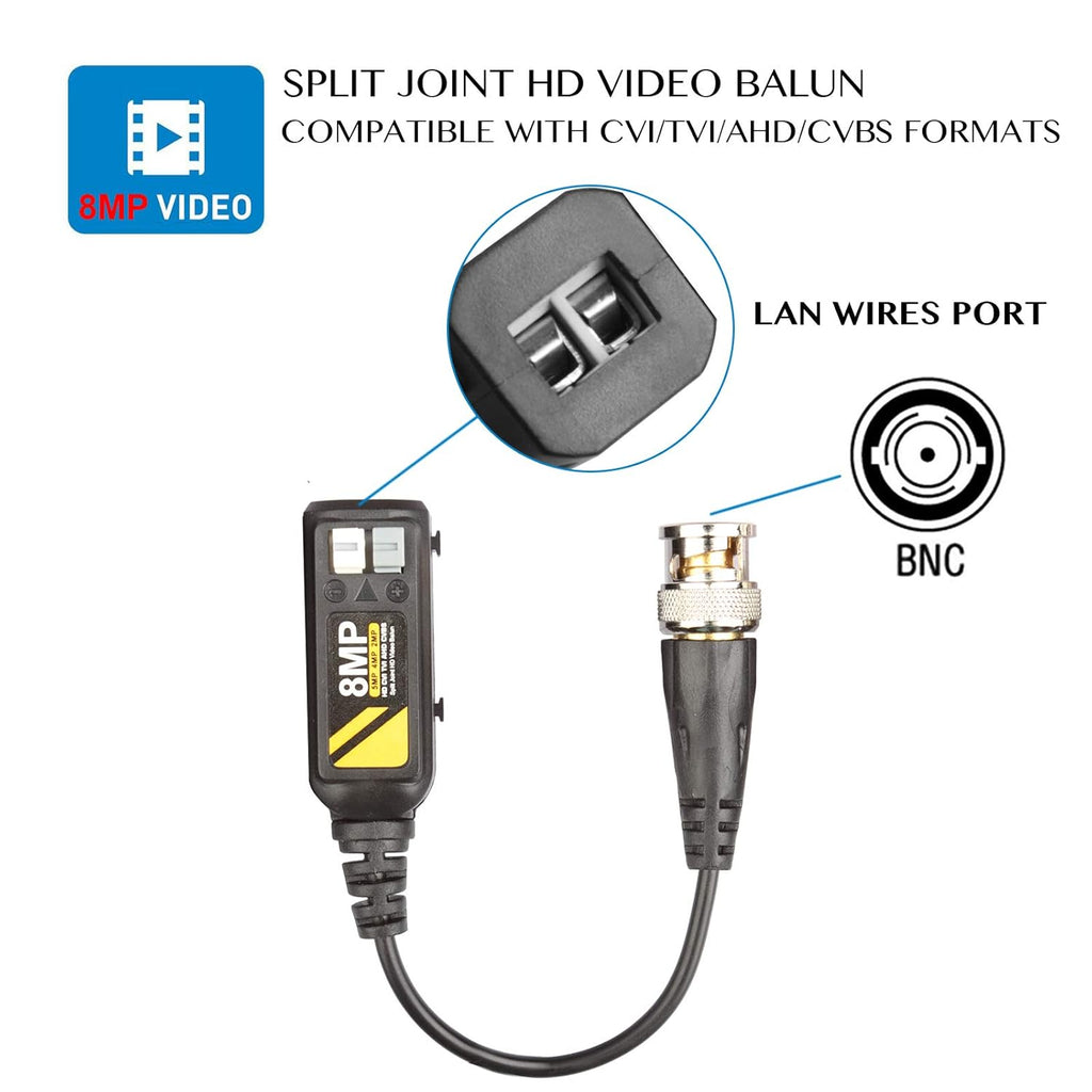 20 Pairs Passive Video Balun Connectors for BNC Male CCTV Camera System T349