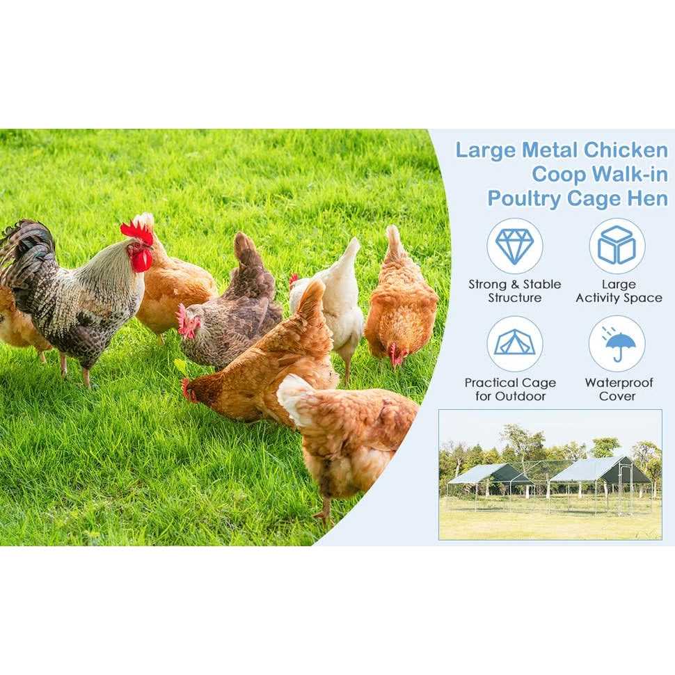 26.2 x 9.5 ft Walk-in Chicken Coop with Roof Cover Y806808