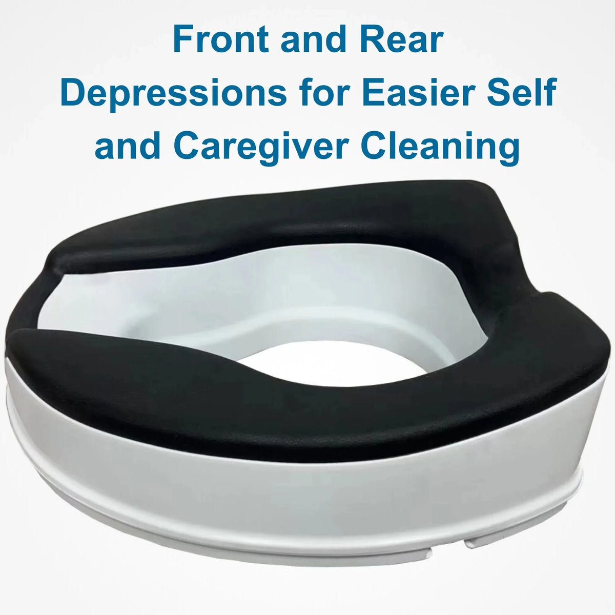 4-inch Raised Toilet Seat, Black Padded, Adjustable White D7171