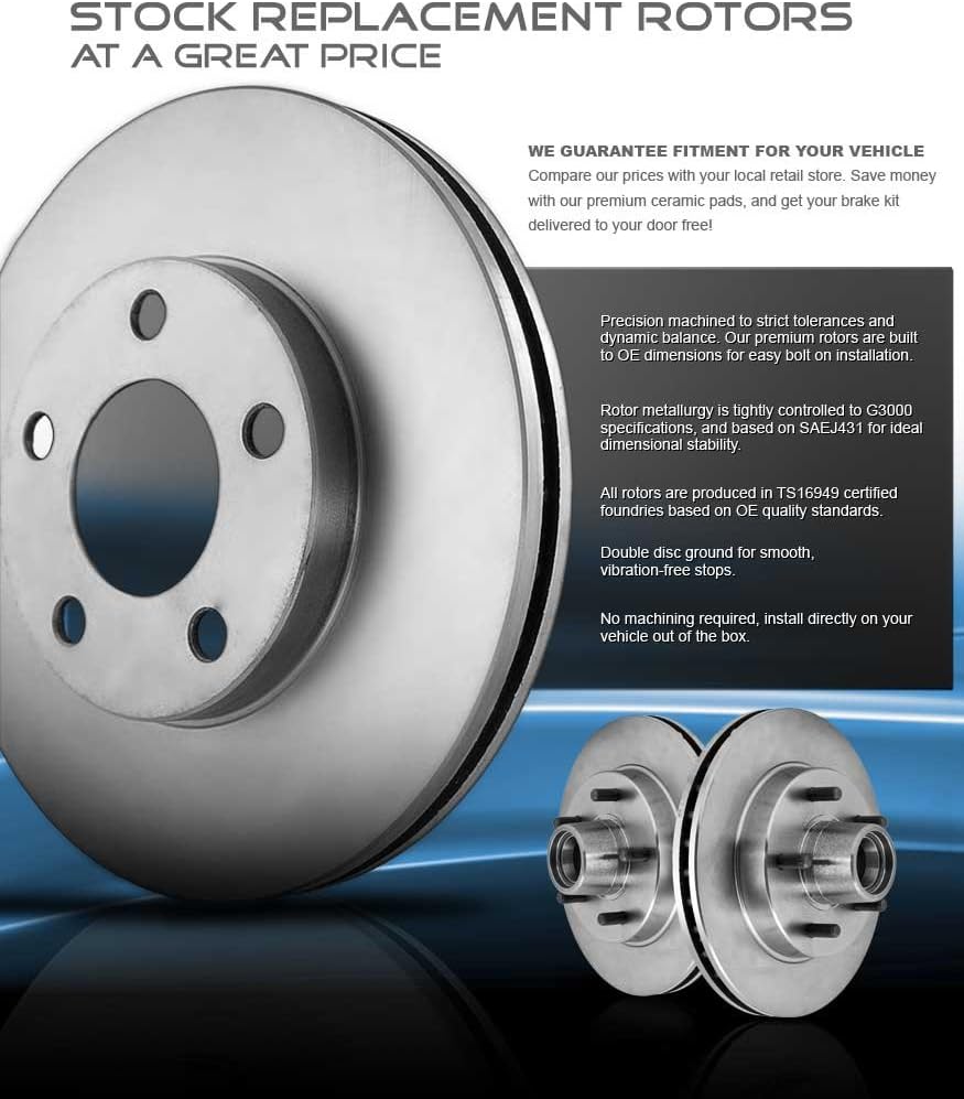 Premium OE 5 Lug Rotors + Ceramic Brake Pads + Clips T999779