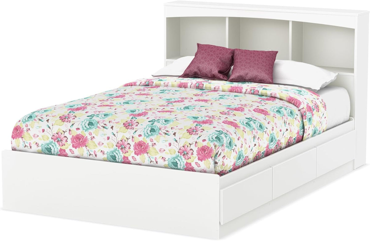 Full Bookcase Storage Bed in Pure White L538