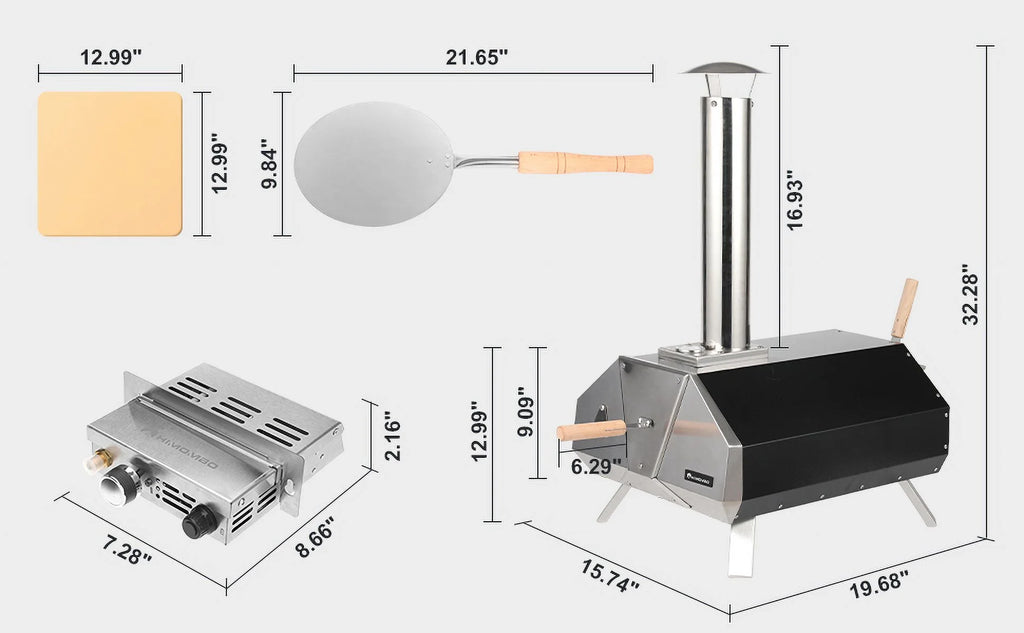 13 Multi-Fuel Pellet Fired Pizza Oven with Pizza Stone H522111