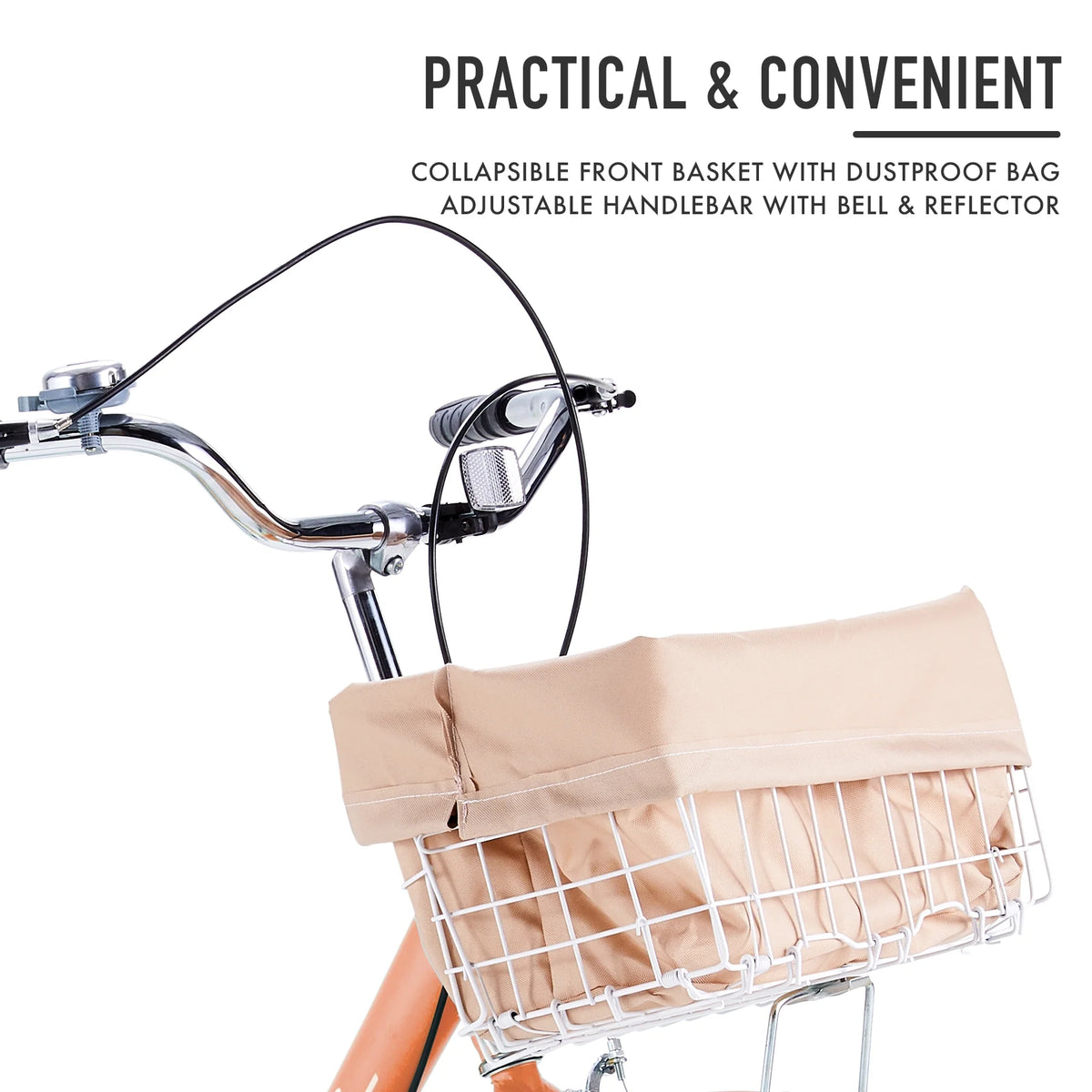 26Inch Single Speed Adult Tricycle 3 Wheel Cruiser Bike with Removable Wheeled Basket V9568