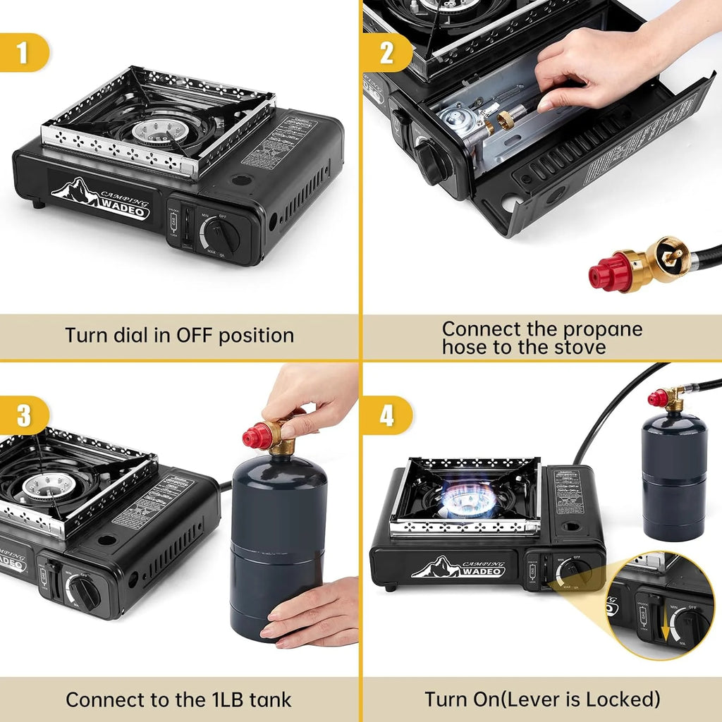 Portable Dual Fuel Camping Stove with Propane Regulator Hose O55328