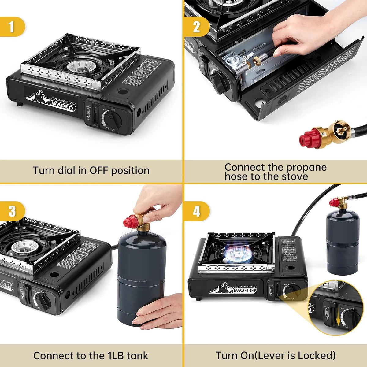 Portable Dual Fuel Camping Stove with Propane Regulator Hose O55328