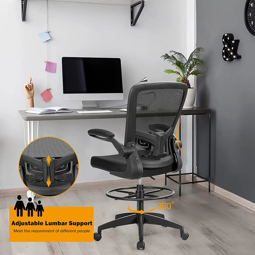 Black Ergonomic Tall Office Chair with Footrest H205051