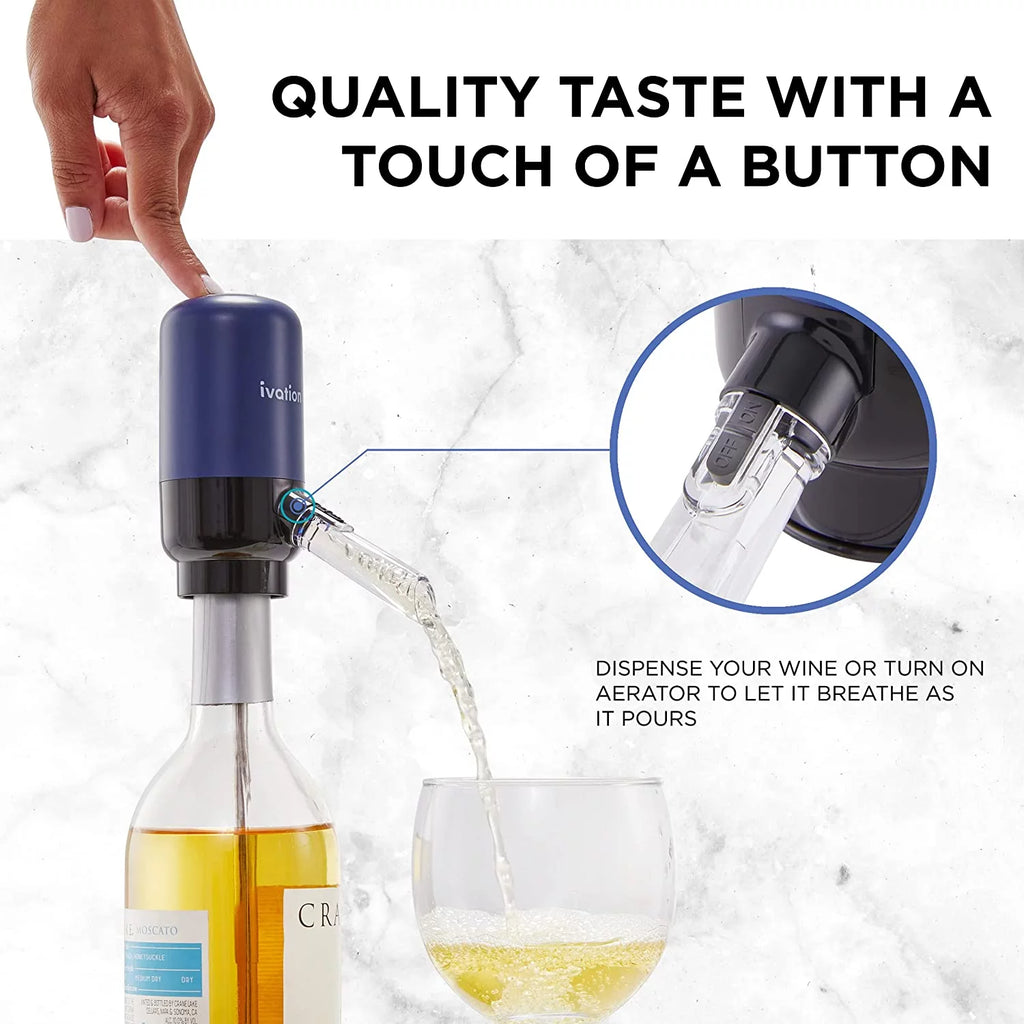 Wine Accessory Kit with Electric Bottle Opener, Aerator Dispenser, Preserver Pump, Cork Stoppers & Foil Cutter D1721
