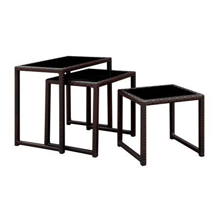 3-Piece Glass Top Nesting Tables, Espresso K86977