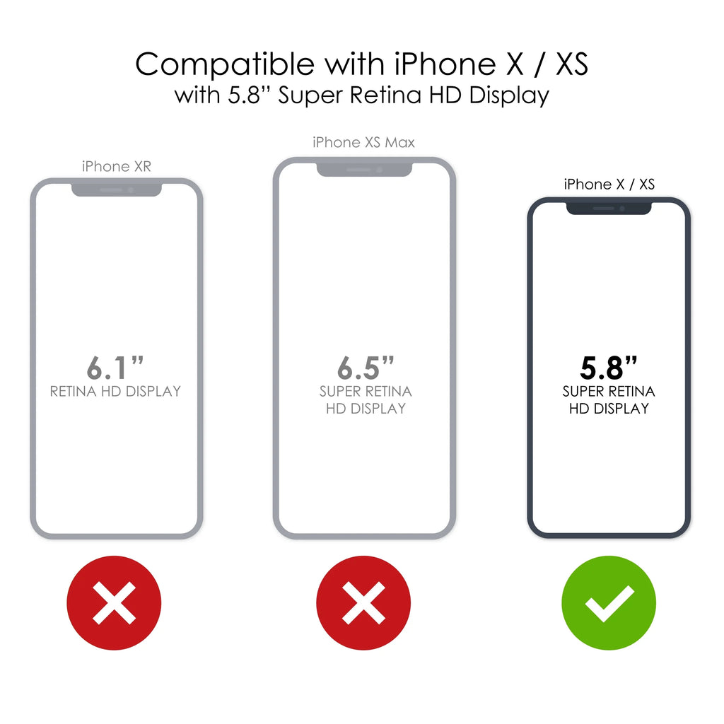 Clear Shockproof Hybrid Case for iPhone X / XS with TPU Bumper Acrylic Back Tempered Glass Screen Protector I684001