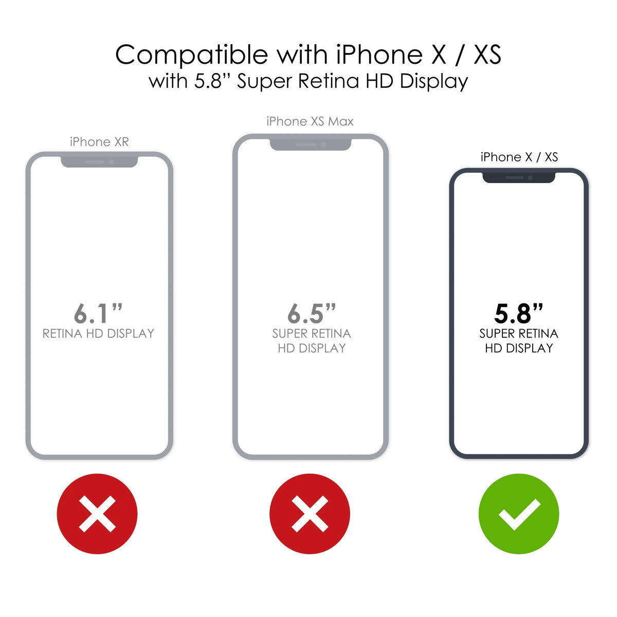 Clear Shockproof Hybrid Case for iPhone X / XS with TPU Bumper Acrylic Back Tempered Glass Screen Protector I684001