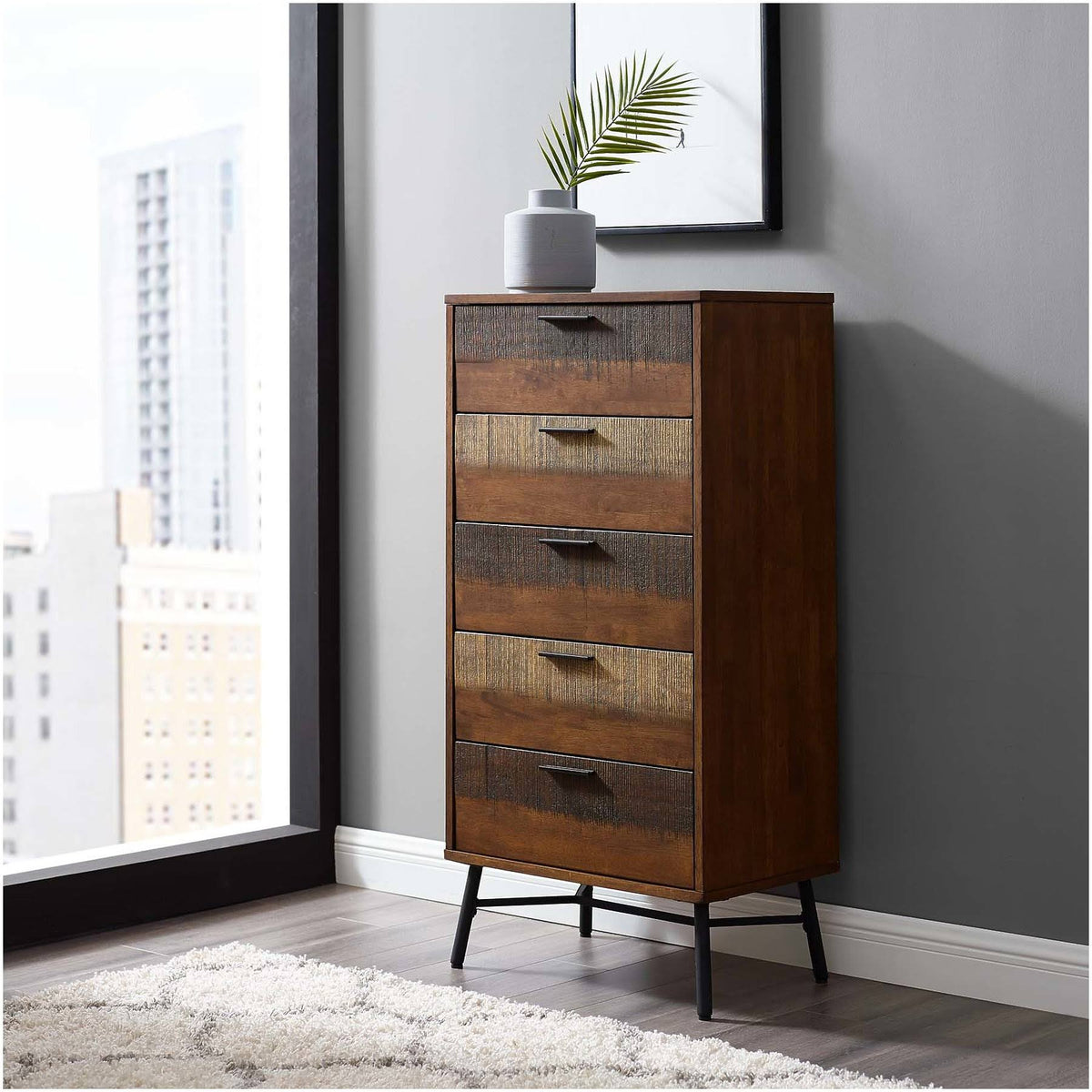 Rustic Wood Chest Walnut Z509488