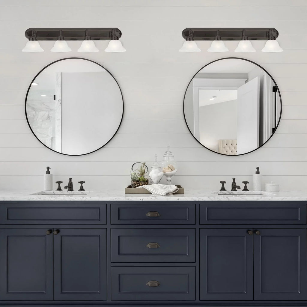 Oil Rubbed Bronze 4-Light Vanity Light with Frosted Glass C748471