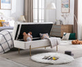 54 inches Faux Fur Upholstered Storage Bench with Gold Legs O773606