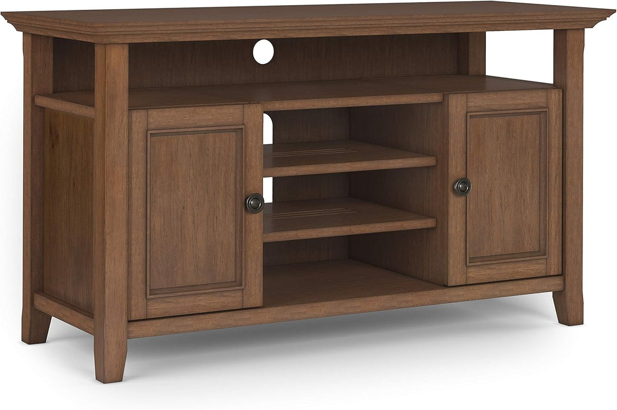 Solid Wood TV Media Stand with Storage Cabinet and Shelves X676