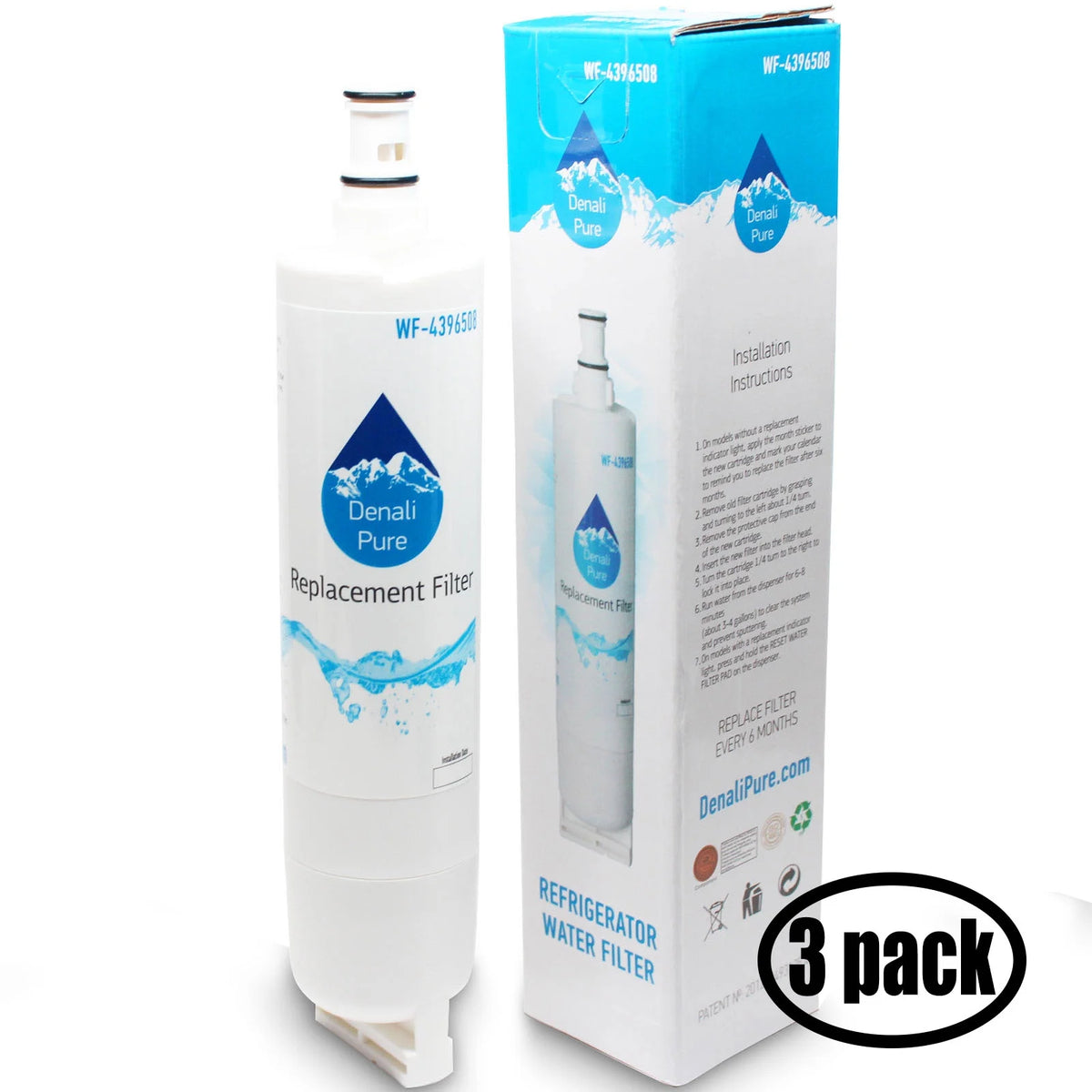 3-Pack Refrigerator Water Filter Cartridge W3739