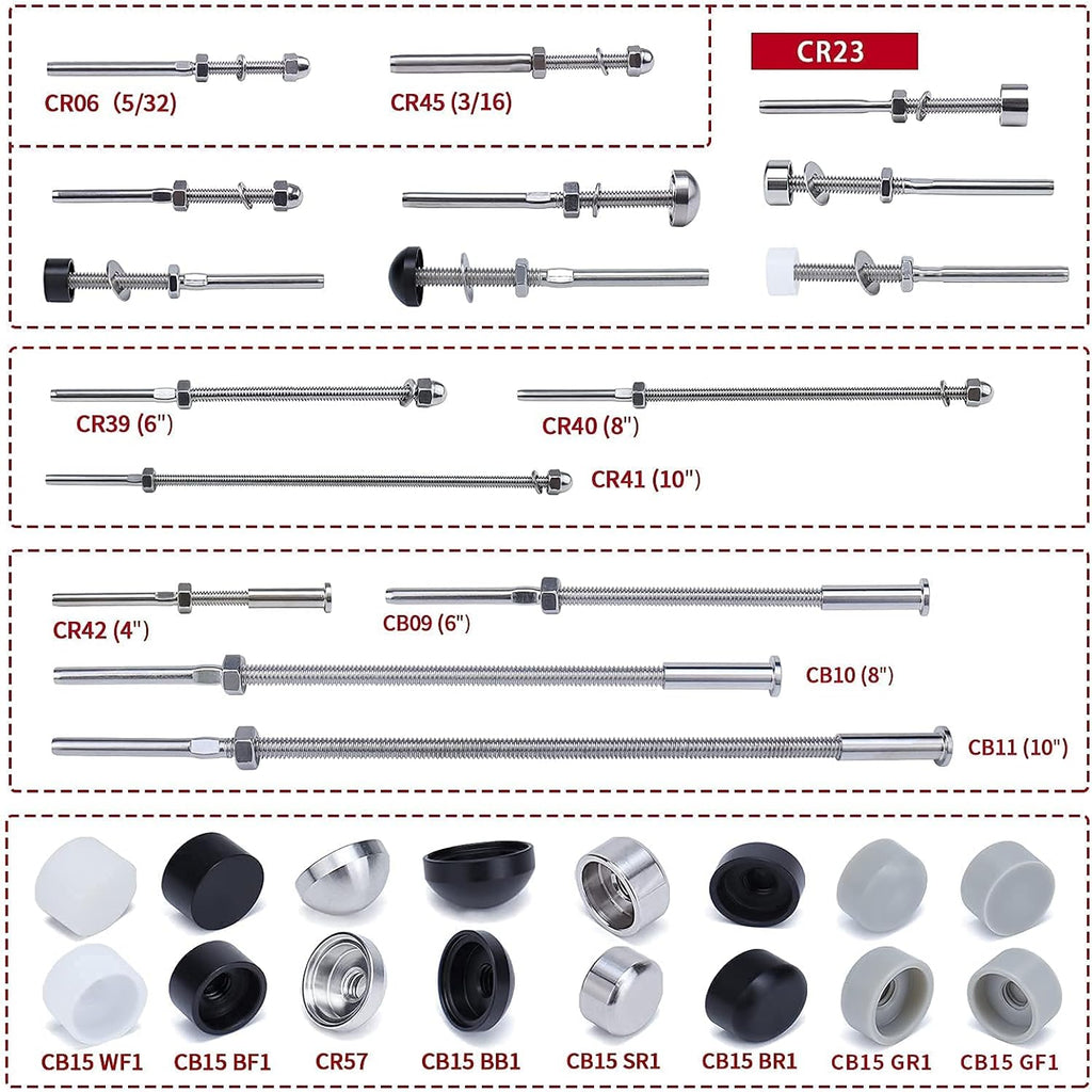 20Pack 1/8 Cable Railing Kit T316 Stainless Steel Terminal F208947