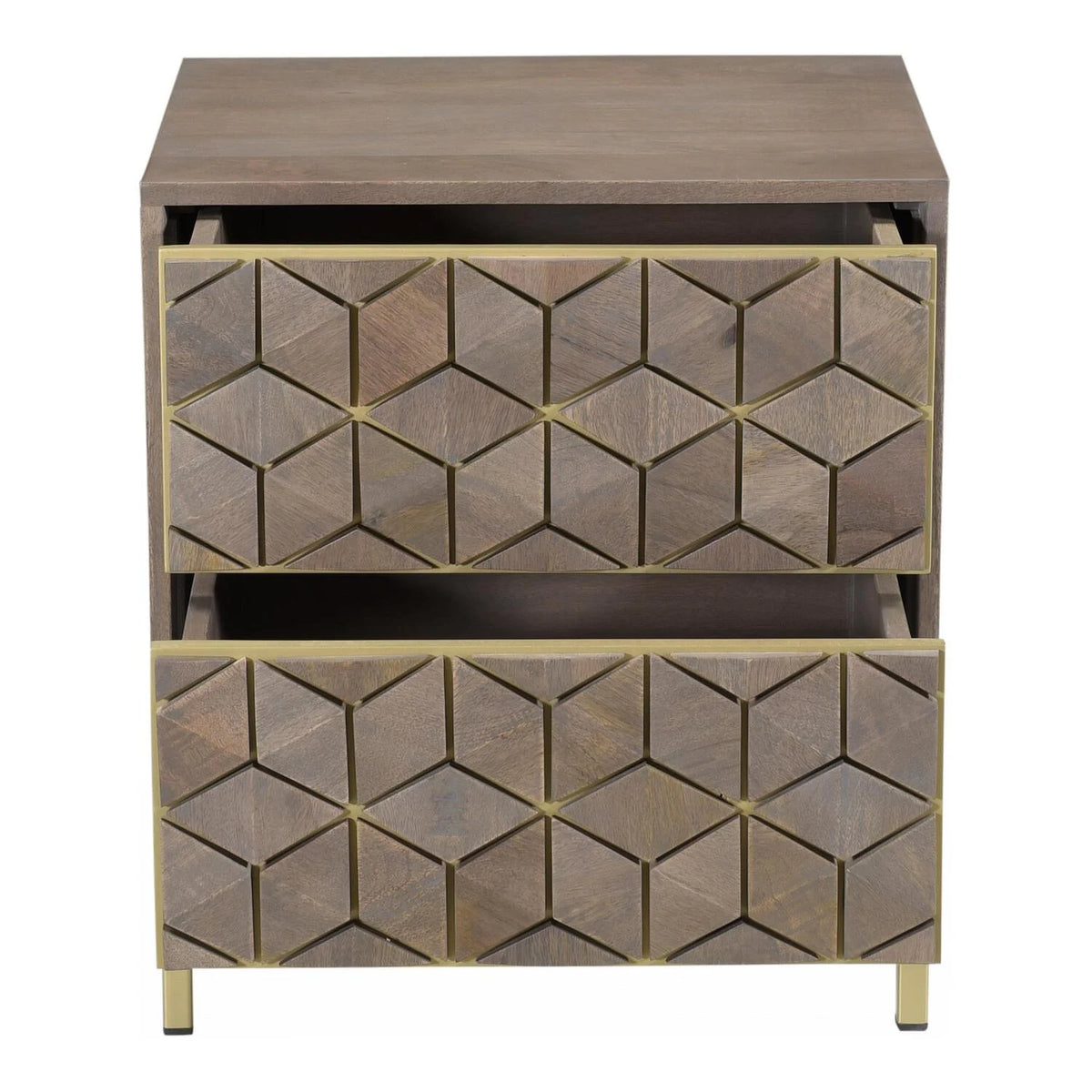 Gray 2-Drawer Wood Nightstand M3263
