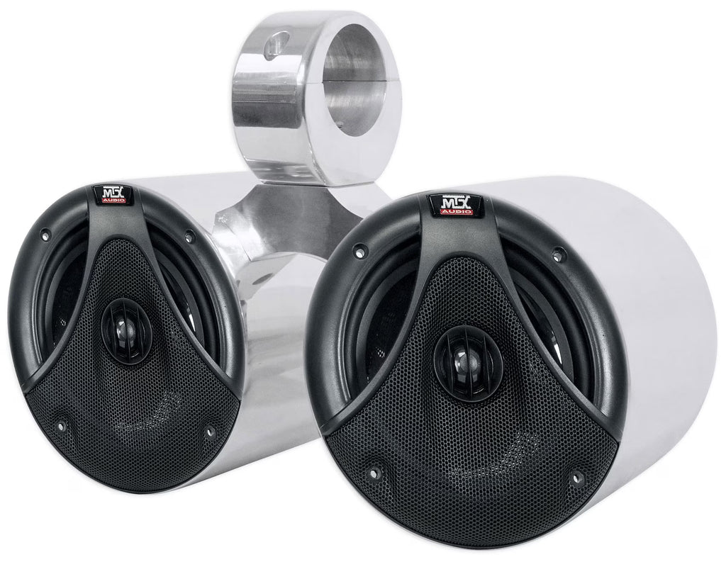 Dual 6.5" 150 Watt Silver Marine Boat Wakeboard Tower Speakers N324834