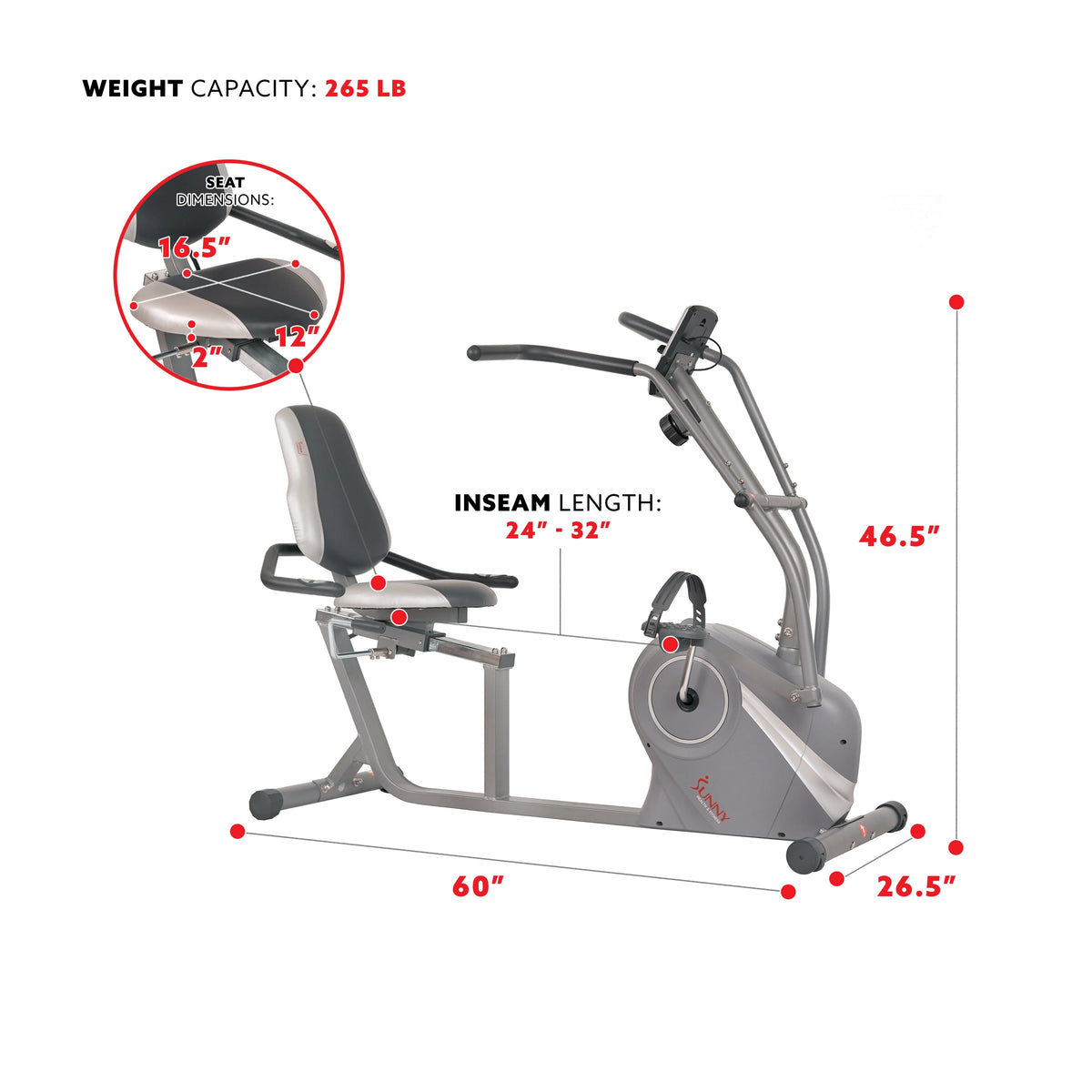 Magnetic Recumbent Bike with Arm Exercisers I43381