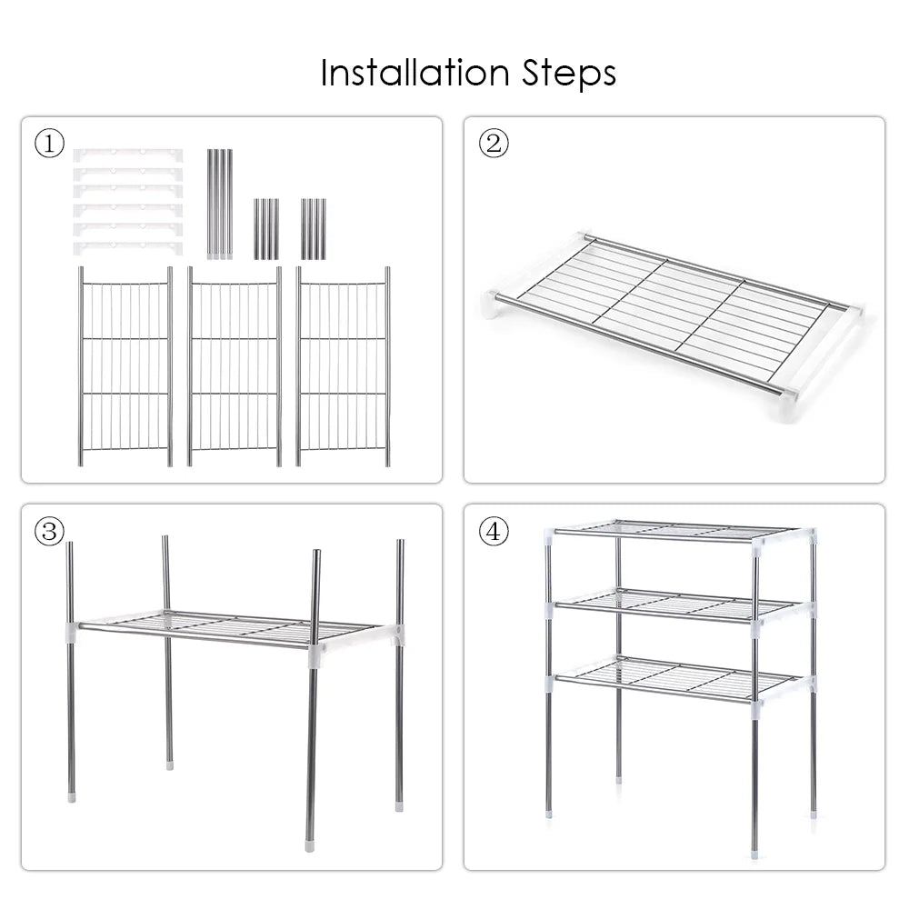 3-Tier Kitchen Storage Shelf Rack Microwave Oven Shelving Unit F7654