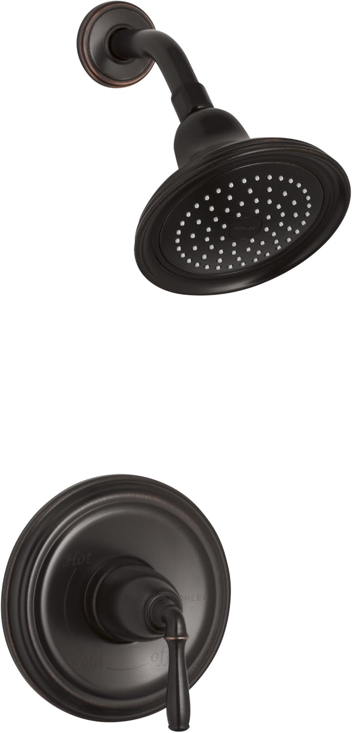 Oil-Rubbed Bronze Shower Valve Trim with Lever Handle and 2.5 gpm Showerhead C782