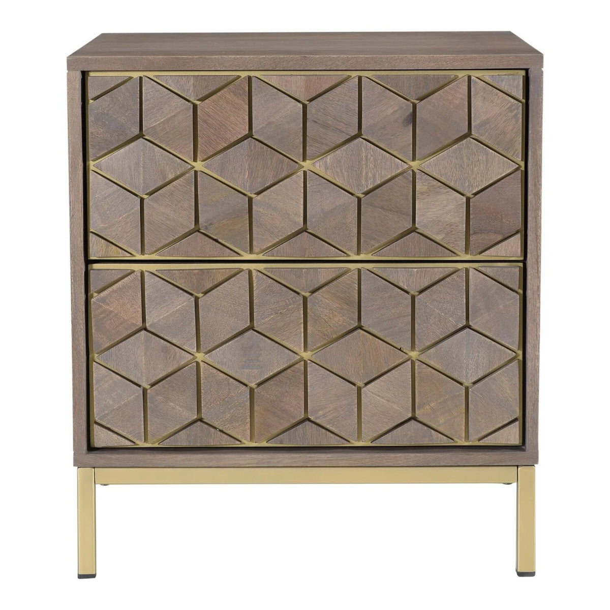 Gray 2-Drawer Wood Nightstand M3263