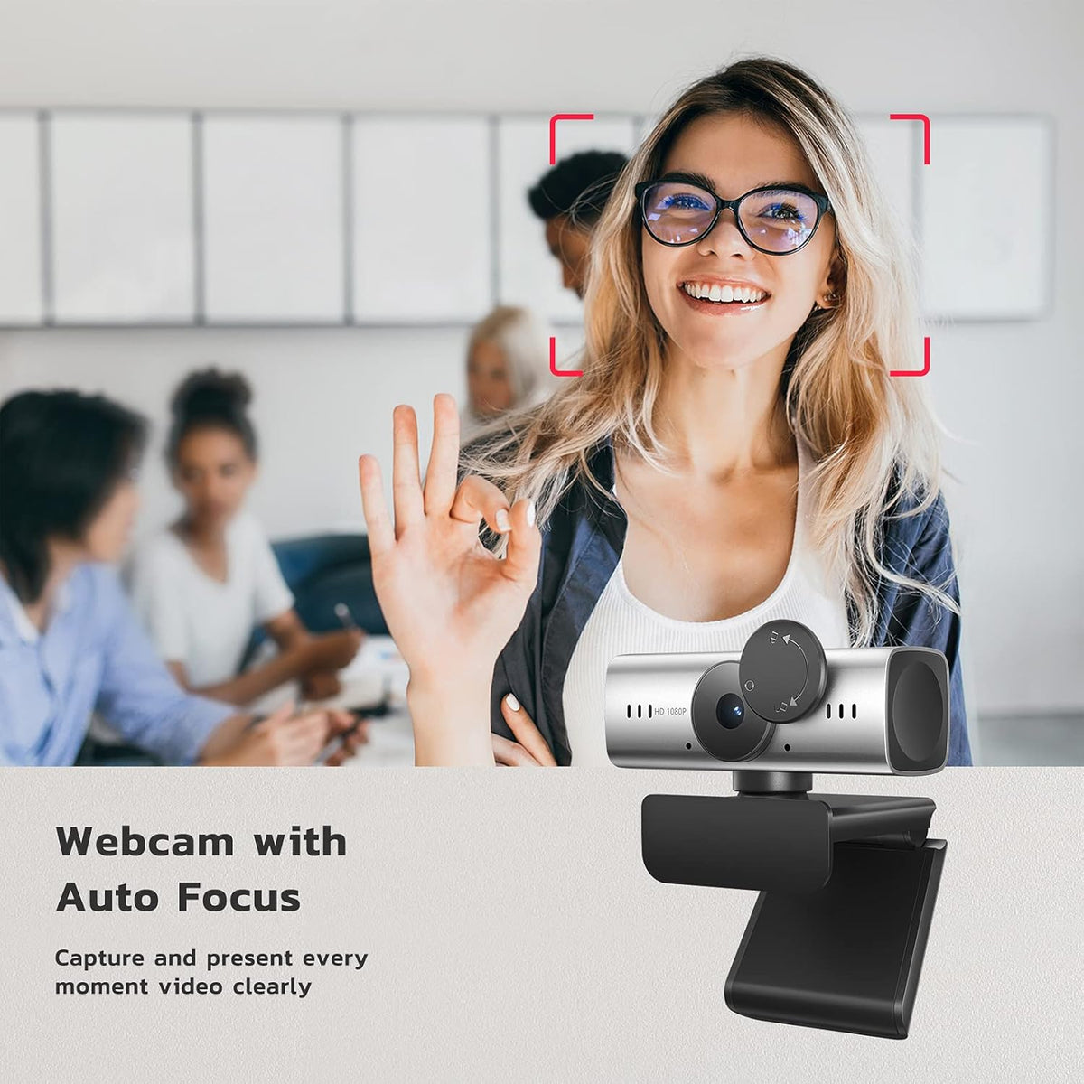 1080P Webcam with Microphone and Privacy Cover, USB Camera, Pack of 2 W479258