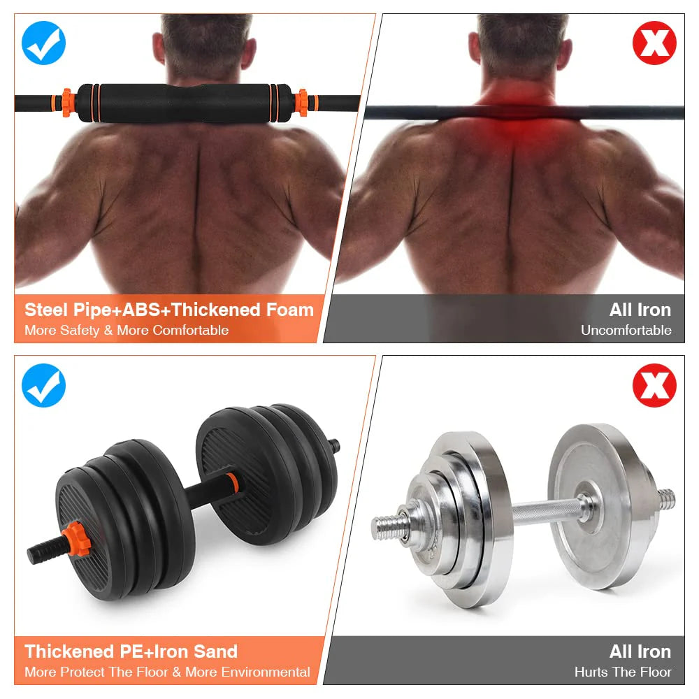 55lb Adjustable Dumbbell, Barbell, and Kettlebell Set T507159