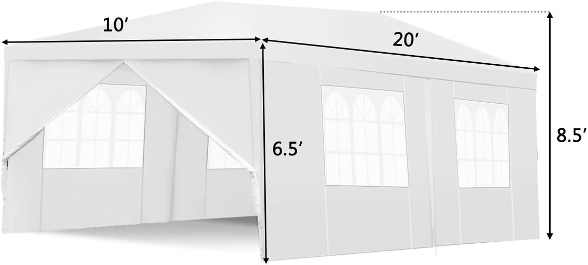 White 10x20 Outdoor Tent Canopy with Removable Sidewalls I9412