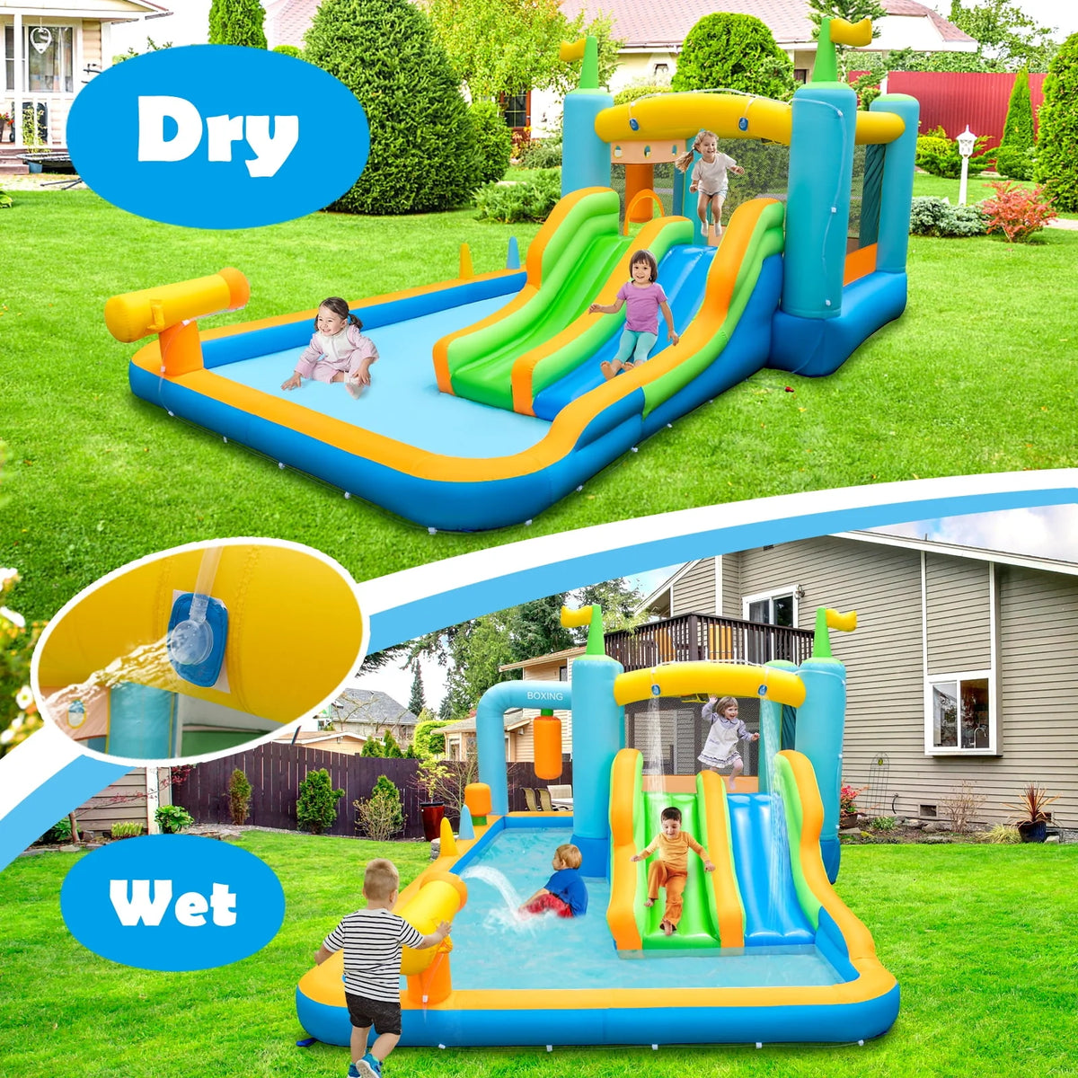 Inflatable Water Slide Park with Double Slides Splash Pool N275034