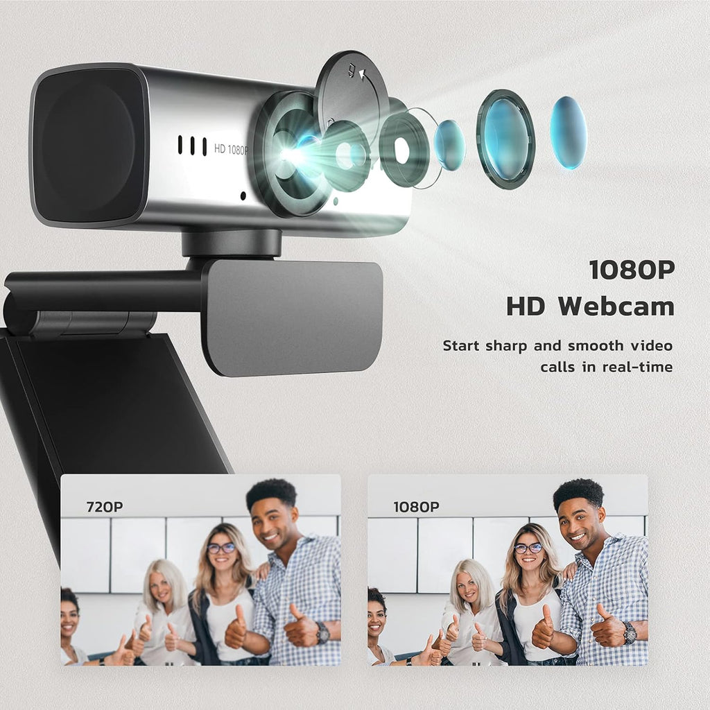 1080P Webcam with Microphone and Privacy Cover, USB Camera, Pack of 2 W479258