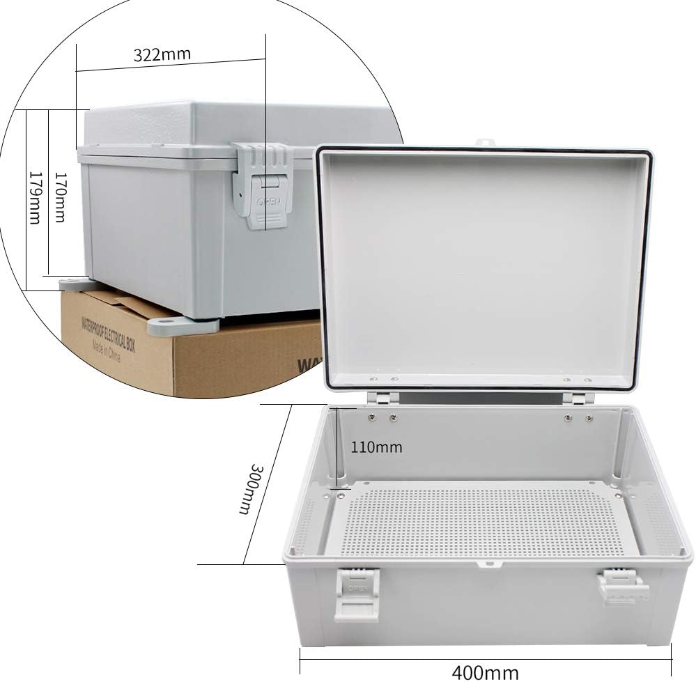 Outdoor Electrical Box Weatherproof Plastic Hinged Cover with 2 NPT 3/4” Glands C51023