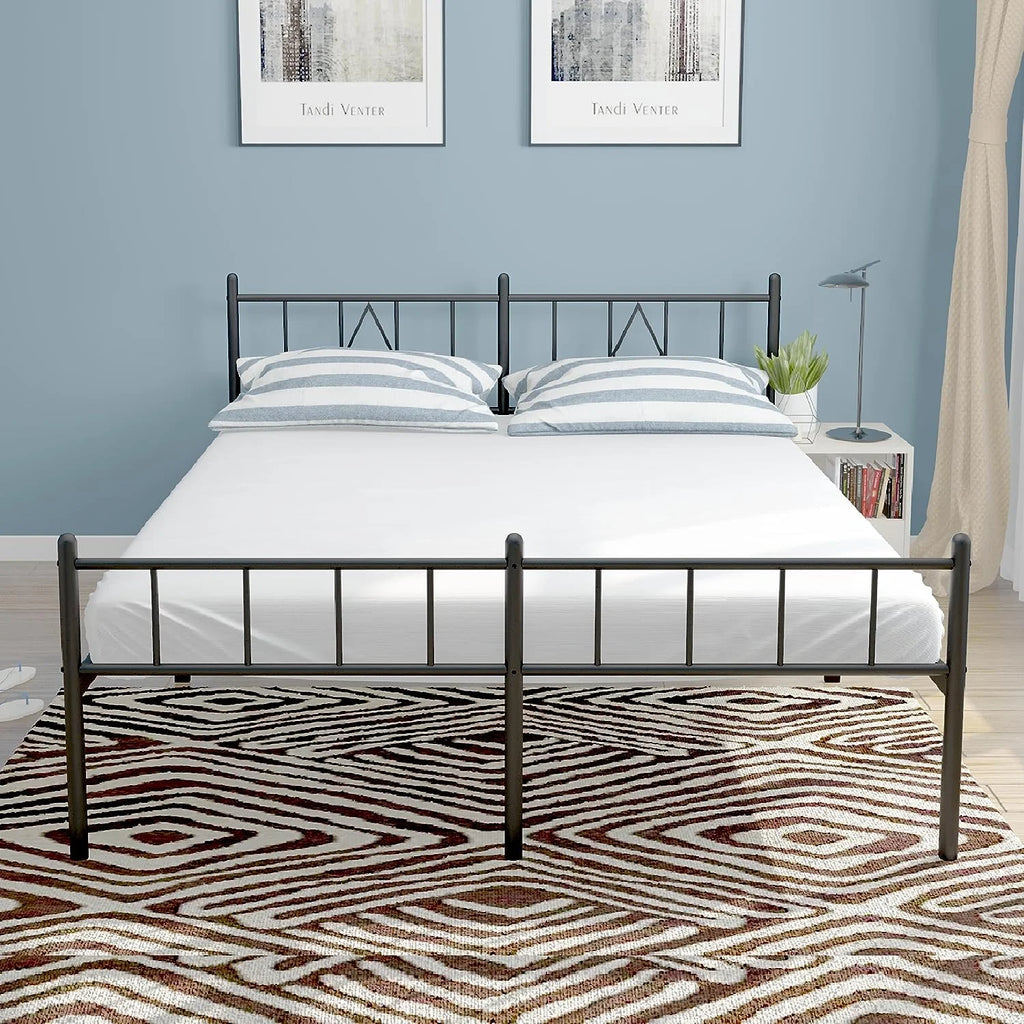 14 Inch Cal King Metal Bed Frame with Headboard and Footboard O825376