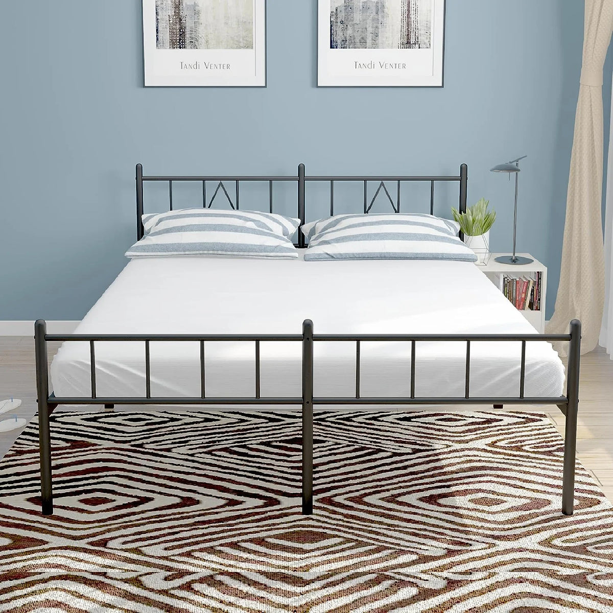 14 Inch Cal King Metal Bed Frame with Headboard and Footboard O825376