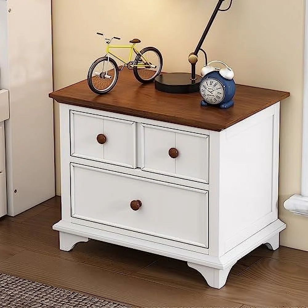 White Walnut 2 Drawer Nightstand I216