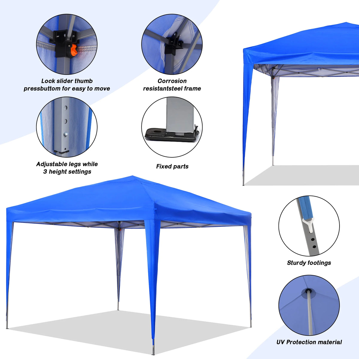 10 ft x 10 ft White Pop Up Canopy Tent with Carry Bag L6521