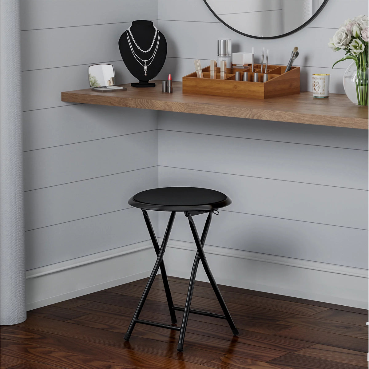 Black 18-inch Folding Stool X5028