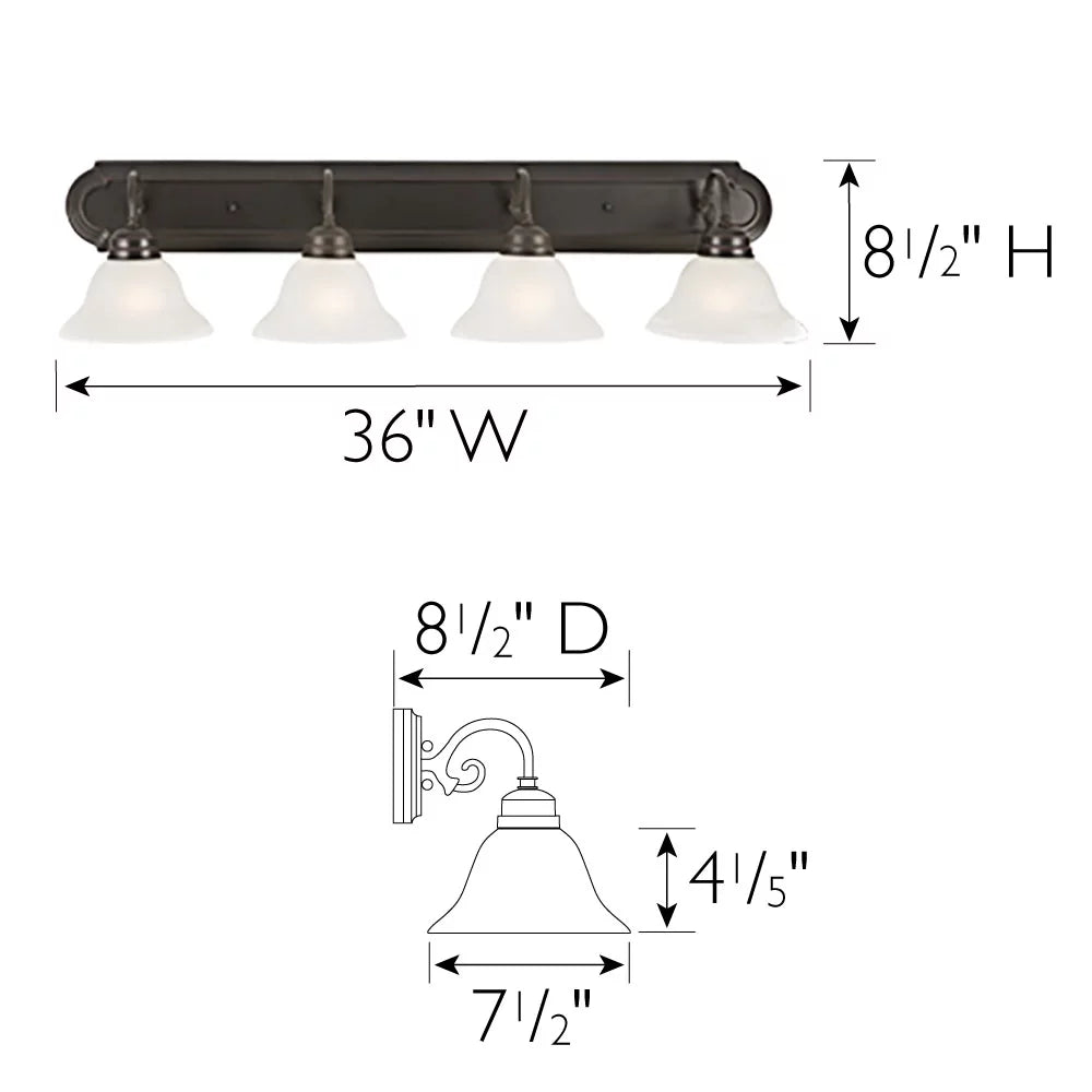 Oil Rubbed Bronze 4-Light Vanity Light with Frosted Glass C748471
