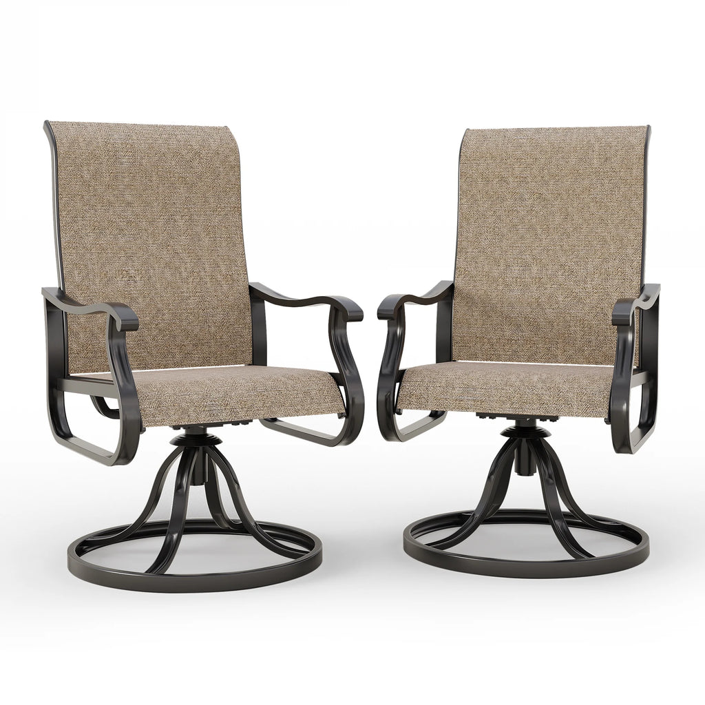 Khaki Swivel Outdoor Chairs Set of 2 Textilene H656632