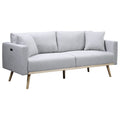 Light Gray Linen Fabric Sofa with USB Charging Ports N347