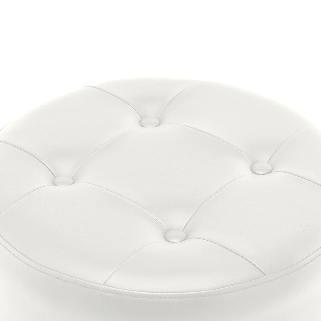White Faux Leather Adjustable Height Swivel Ottoman Stool D7936