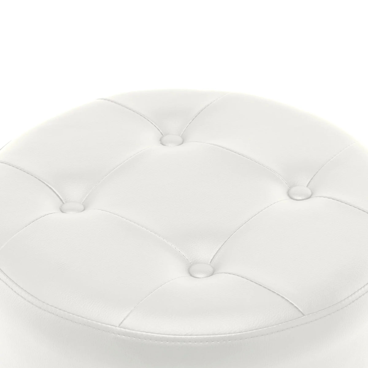 White Faux Leather Adjustable Height Swivel Ottoman Stool D7936