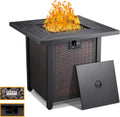 28 Inch Square Propane Fire Pit Table with Lid, Lava Stone, 50,000 BTU Auto-Ignition A807