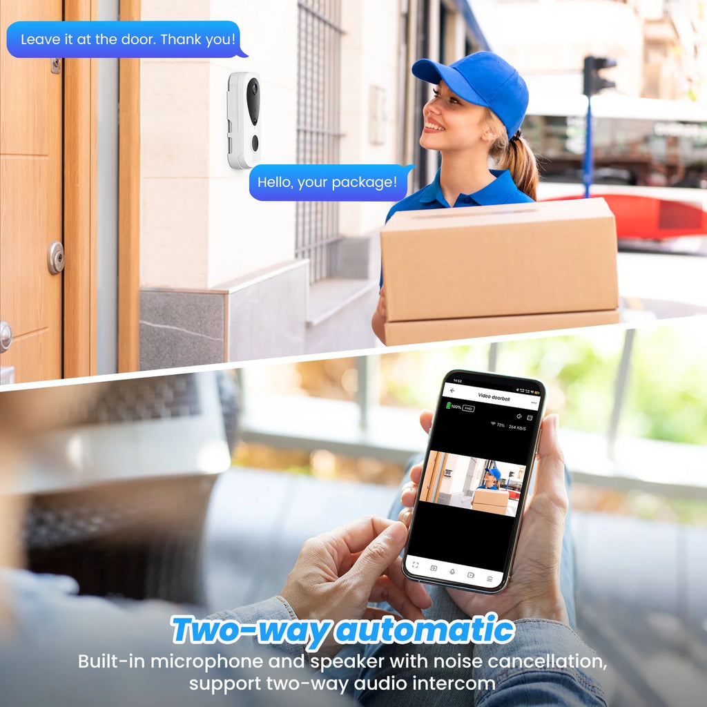 Wireless Video Doorbell with Chime, 2 Way Audio, Night Vision X68032