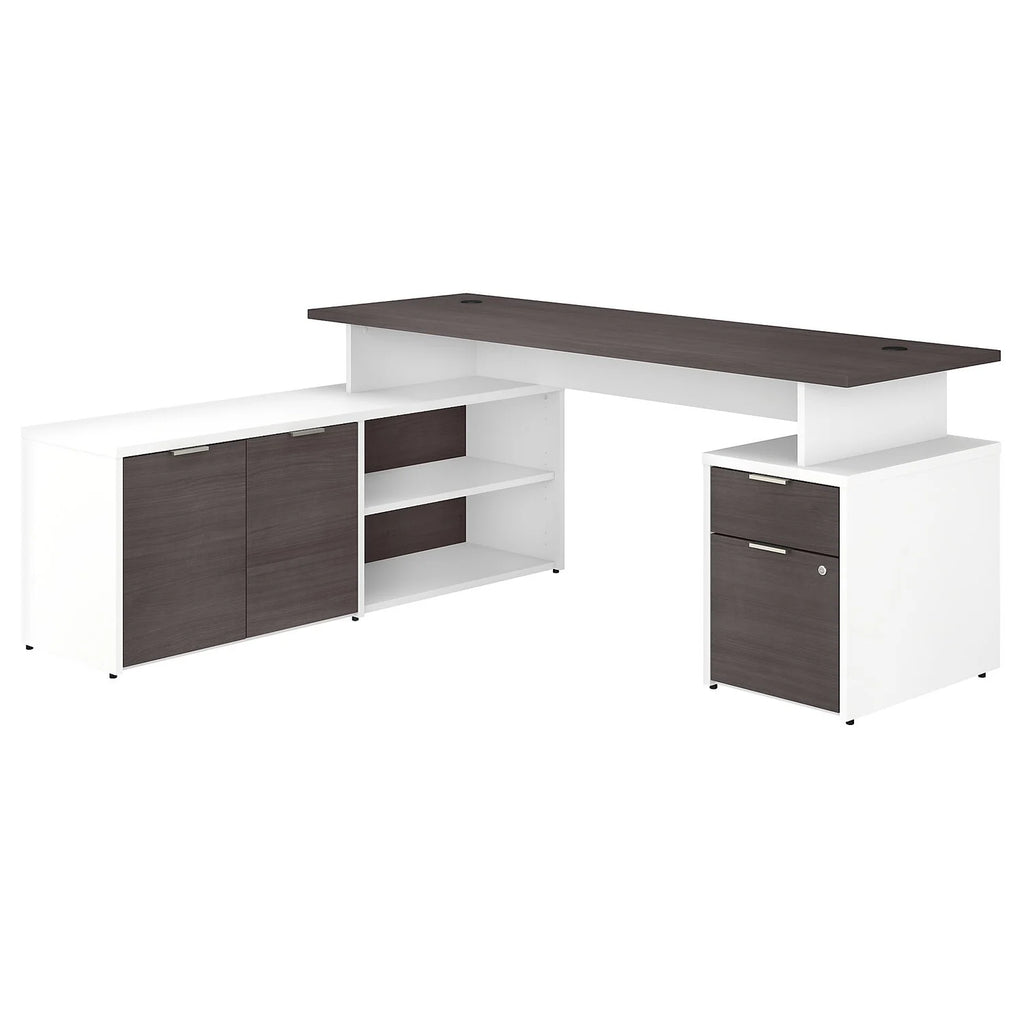 72W L Shaped Desk in White and Storm Gray A603158
