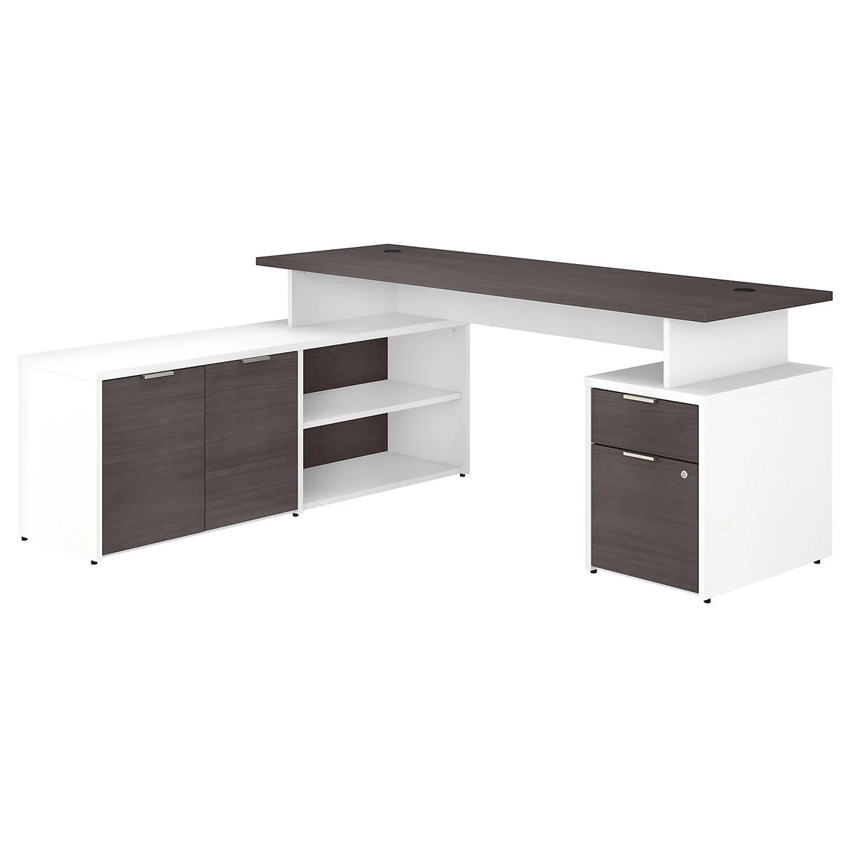 72W L Shaped Desk in White and Storm Gray A603158