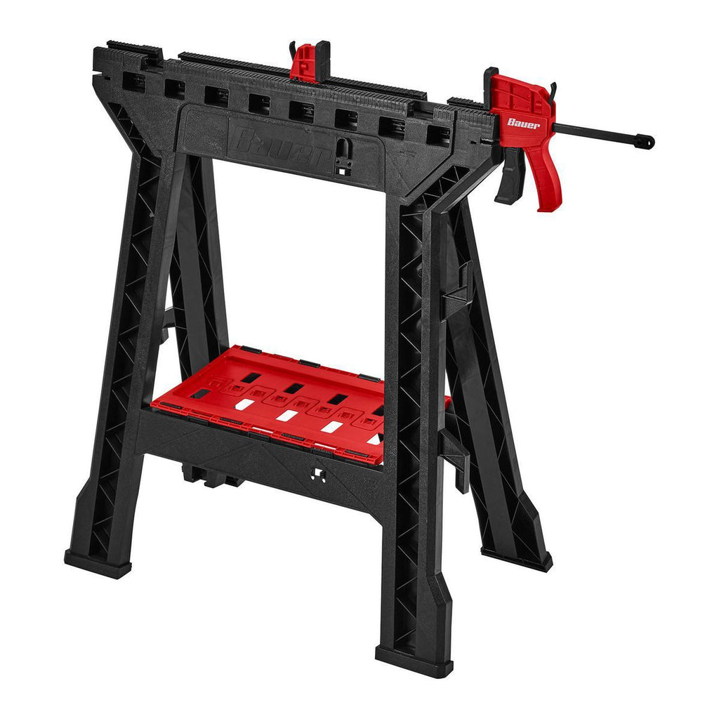 Polypropylene Folding Sawhorse with Bar Clamp G992