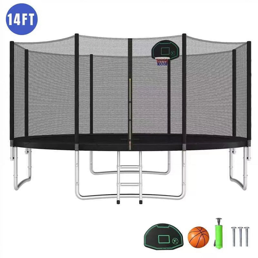 16FT Trampoline with Enclosure, Ladder, Basketball Hoop K508